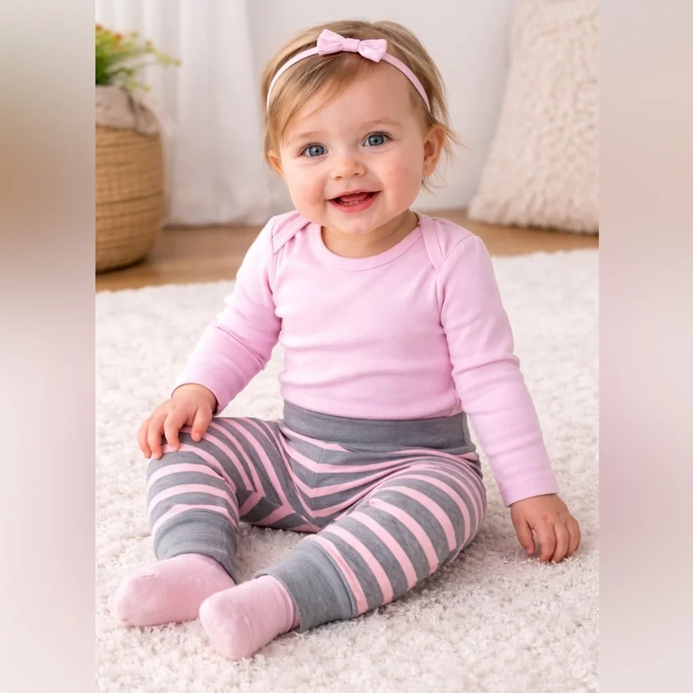 Hanes Baby 2-Piece Outfit Set Pink & Gray | 18–24M | NWOT